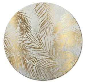 Kulatý obraz Zlatá palma - palmové listy na béžovém pozadí varianta 2