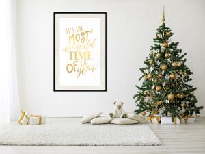 Plakát Nejkrásnější čas - zlatý nápis, ozdobný vánoční text