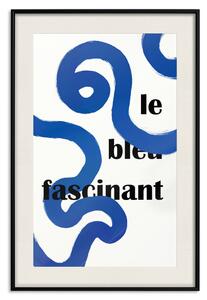 Plakát Fascinující modrá - abstraktní linie propletené s nápisy