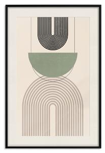 Plakát Abstrakce - geometrické tvary - černá, hnědá a zelená barva