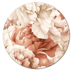 Kulatý obraz Pivoňky - dekorativní květiny malované barvami v jasných barvách