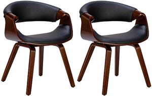 Židle Foley (SET 2 ks) ~ koženka, dřevěné nohy ořech - Černá