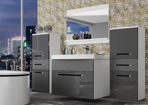 Koupelnový nábytek Belini šedý lesk / šedý mat + umyvadlo + zrcadlo Výrobce ROD PM 4/0/W/SSR/0/ZW