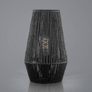 Provazová stolní lampa z papíru, černá, Ø 20 cm
