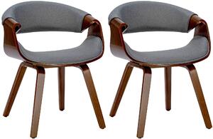 Židle Foley (SET 2 ks) ~ látka, dřevěné nohy ořech - Šedá