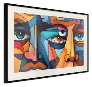 Plakát Kubistické tváře - geometrická kompozice ve stylu Picassa