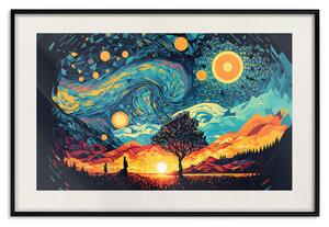 Plakát Východ slunce - barevná krajina inspirovaná dílem van Gogha