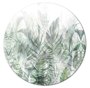 Kulatý obraz Divoká louka - úrodná vegetace prolínající se na bílém pozadí