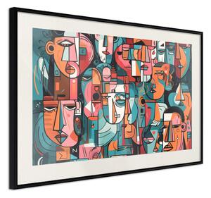 Plakát Kubistické tváře - kompozice vytvořená umělou inteligencí