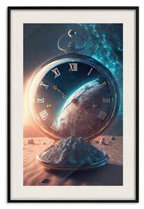 Plakát Planetární hodiny - abstraktní kompozice s motivem času a prostoru