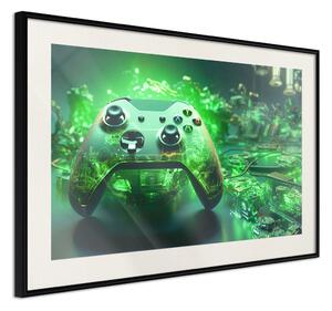 Plakát Herní technologie - herní podložka Xbox na intenzivním zeleném pozadí
