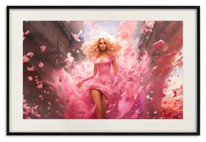 Plakát Výbuch růžové - Barbie kráčející městem v úžasných šatech