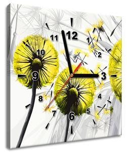 Obraz s hodinami Krásné žluté pampelišky Rozměry: 40 x 40 cm