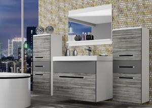 Koupelnový nábytek Belini šedý antracit Glamour Wood / šedý mat + umyvadlo + zrcadlo ROD M 4/0/W/GW1SR/0/ZW