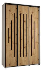 Šatní skříň ASIRI 12 - 150/45 cm, bílá / dub artisan / černá