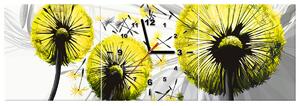Obraz s hodinami Krásné žluté pampelišky - 3 dílný Rozměry: 90 x 30 cm
