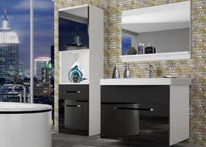 Koupelnový nábytek Belini černý lesk / černý mat + umyvadlo + zrcadlo ROD PM 3/0/W/BB/0/ZW