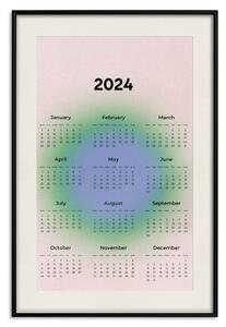 Plakát Kalendář 2024 - kalendář na kruhovém gradientním pozadí