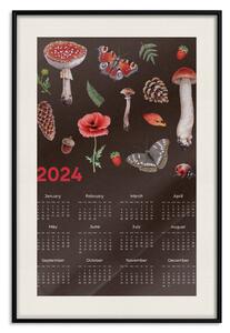 Plakát Kalendář 2024 - podzimní lesní kompozice na hnědém pozadí