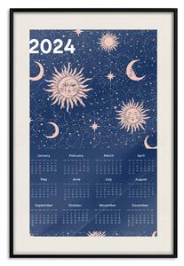 Plakát Kalendář 2024 - vesmírná kompozice na tmavě modrém pozadí