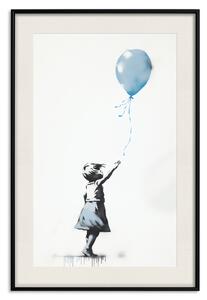 Plakát Modrý balón - dětská postava v graffiti ve stylu Banksyho