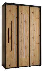 Šatní skříň ASIRI 12 - 150/45 cm, černá / dub artisan / černá