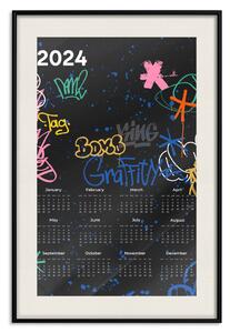 Plakát Kalendář 2024 - pozadí pokryté graffiti ve stylu street artu