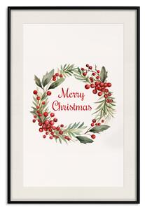 Plakát Vánoční věnec - nápis v angličtině obklopený rostlinami