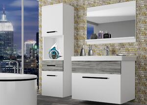 Koupelnový nábytek Belini bílý mat / šedý antracit Glamour Wood + umyvadlo + zrcadlo Výrobce ROD M 3/0/W/WGW1/0/ZW