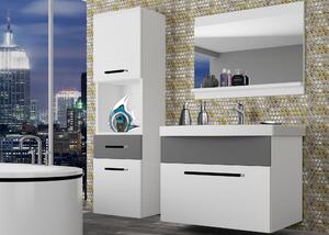 Koupelnový nábytek Belini bílý mat / šedý mat + umyvadlo + zrcadlo Výrobce ROD M 3/0/W/WSR/0/ZW