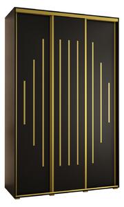 Šatní skříň YVONA 12 - 160/45 cm, černá / zlatá
