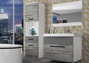 Koupelnový nábytek Belini šedý antracit Glamour Wood / šedý mat + umyvadlo + zrcadlo ROD M 3/0/W/GW1SR/0/ZW