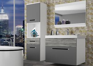 Koupelnový nábytek Belini šedý mat / šedý antracit Glamour Wood + umyvadlo + zrcadlo Výrobce ROD M 3/0/W/SRGW1/0/ZW