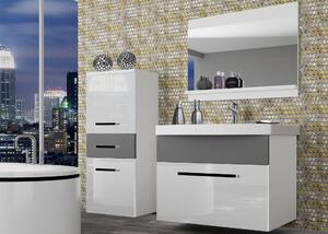 Koupelnový nábytek Belini bílý lesk / šedý mat + umyvadlo + zrcadlo Výrobce ROD PM 2/0/W/WSR/0/ZW
