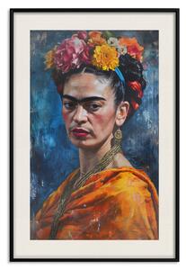 Plakát Frida Kahlo - Portrait of a Woman on a Dark Blue Painting Background