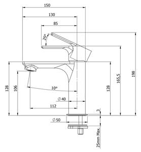 Sapho - Umyvadlová baterie PAX 16,5 cm lesklý chrom