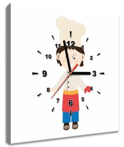 Obraz s hodinami Malý kuchař Rozměry: 40 x 40 cm