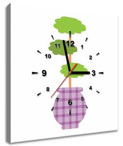 Obraz s hodinami Stromeček ve váze Rozměry: 30 x 30 cm