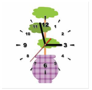 Obraz s hodinami Stromeček ve váze Rozměry: 30 x 30 cm