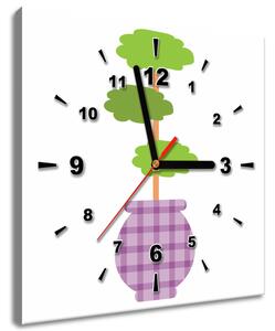 Obraz s hodinami Stromeček ve váze Rozměry: 40 x 40 cm