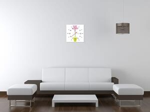 Obraz s hodinami Růžový kvítek v květináči Rozměry: 30 x 30 cm