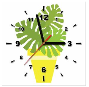Obraz s hodinami Rostlinka v květináči Rozměry: 30 x 30 cm