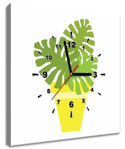 Obraz s hodinami Rostlinka v květináči Rozměry: 30 x 30 cm