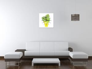 Obraz s hodinami Rostlinka v květináči Rozměry: 40 x 40 cm