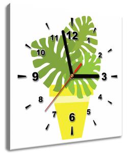Obraz s hodinami Rostlinka v květináči Rozměry: 40 x 40 cm