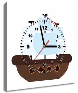 Obraz s hodinami Pohádková plachetnice Rozměry: 30 x 30 cm