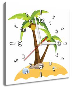 Obraz s hodinami Ostrůvek se dvěma palmami Rozměry: 40 x 40 cm