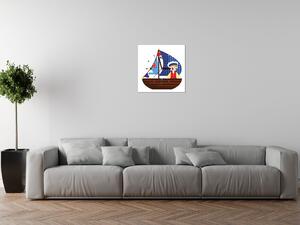 Obraz s hodinami Na malé loďce Rozměry: 30 x 30 cm