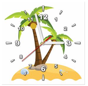 Obraz s hodinami Ostrůvek se dvěma palmami Rozměry: 30 x 30 cm