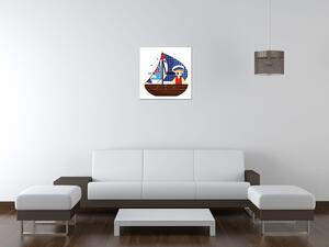 Obraz s hodinami Na malé loďce Rozměry: 30 x 30 cm